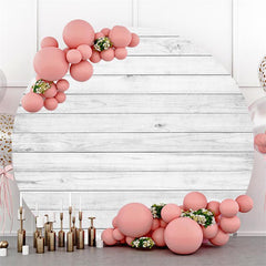 Lofaris Simple White Wooden Round Birthday Backdrop For Party