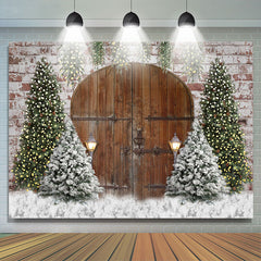 Lofaris Simple Xmas Tree Wooden Light Holiday Backdrop