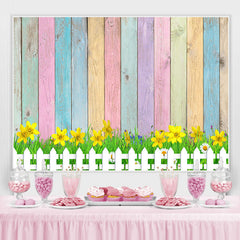 Lofaris Simple Yellow Floral And Colour Wood Theme Backdrop