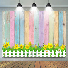 Lofaris Simple Yellow Floral And Colour Wood Theme Backdrop