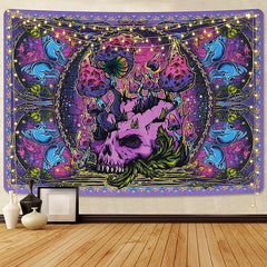 Lofaris Skull And Mushroom Trippy Novelty Halloween Wall Tapestry