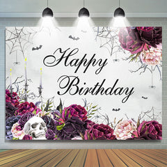 Lofaris Skull Rose And Bat Happy Birthday Party Backdrop Banner