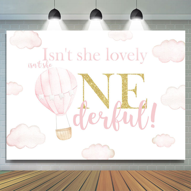 Lofaris Slight Baby Pink Hot Air Balloon Birthday Backdrop