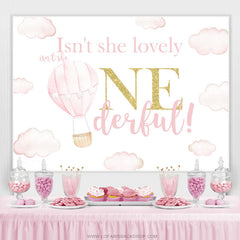 Lofaris Slight Baby Pink Hot Air Balloon Birthday Backdrop