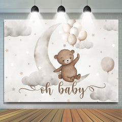 Lofaris Slight Grey Moon Balloons Star Sky Baby Shower Backdrop