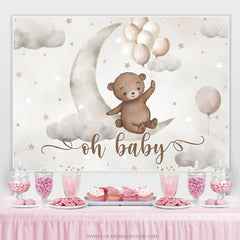 Lofaris Slight Grey Moon Balloons Star Sky Baby Shower Backdrop