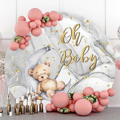 Lofaris Sliver Circle Oh Baby Bear Round Shower Backdrops