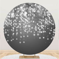 Lofaris Silver Glitter Bokeh Simple Circle Birthday Backdrop