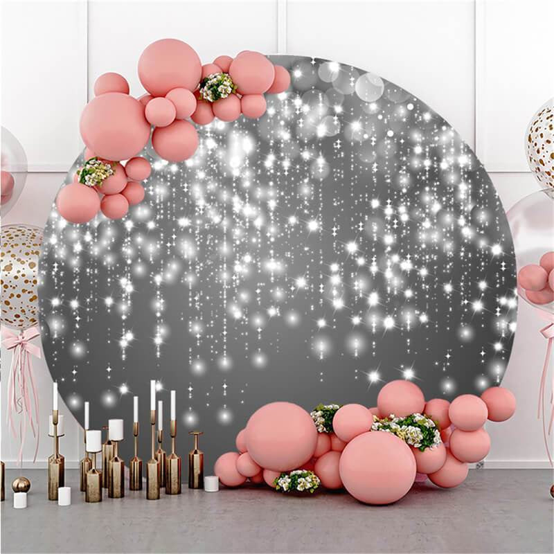 Lofaris Silver Glitter Bokeh Simple Circle Birthday Backdrop