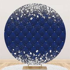 Lofaris Silver Glitter Diamonds Round Blue Birthday Backdrop