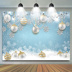 Lofaris Silver Pearl Ball With Snowflake Christmas Backdrop