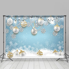 Lofaris Silver Pearl Ball With Snowflake Christmas Backdrop