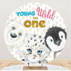 Lofaris Snow Leopard Wild One Birthday Round Party Backdrops