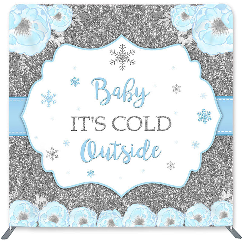 Lofaris Snowflake Blue Double-Sided Backdrop for Baby Shower