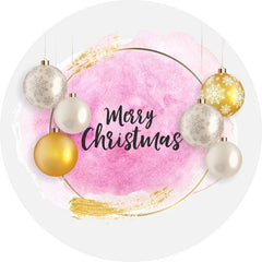 Lofaris Snowflake Light Pink Round Merry Chrismas Backdrop