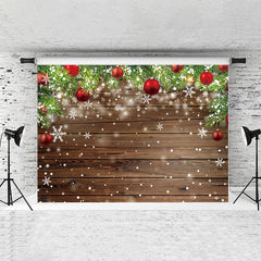 Lofaris Snowflake Red Balls Christmas Tree Glitter Dots Backdrops