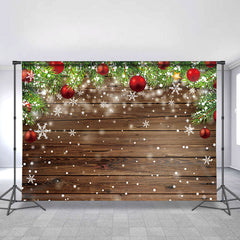 Lofaris Snowflake Red Balls Christmas Tree Glitter Dots Backdrops