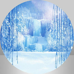 Lofaris Snowy And Blue Ice Worldland Round Birthday Backdrop