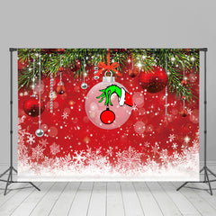 Lofaris Snowy And Red With Glitter Christmas Ball Winter Backdrop