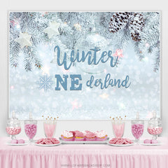 Lofaris Snowy Bokeh Christmas Themed Winter Onederland Backdrop