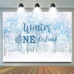 Lofaris Snowy Bokeh Forest Winter Onederland Birthday Backdrop