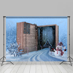 Lofaris Snowy Fairy Story Book Cabin Merry Christmas Backdrop