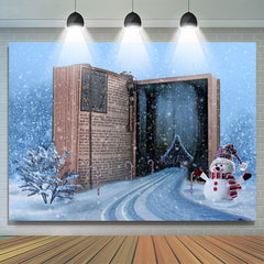 Lofaris Snowy Fairy Story Book Cabin Merry Christmas Backdrop