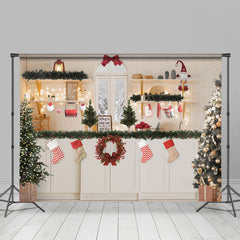 Lofaris Sock Wreath Christmas Tree Snow White Wall Backdrop