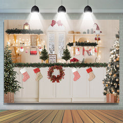 Lofaris Sock Wreath Christmas Tree Snow White Wall Backdrop