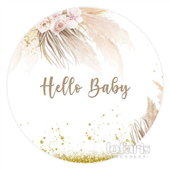 Lofaris Soft Light Pink Flowers Round Baby Shower Backdrop