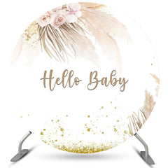 Lofaris Soft Light Pink Flowers Round Baby Shower Backdrop