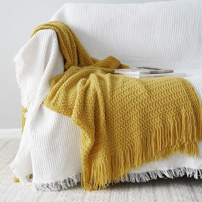 Lofaris Solid Knitted Throw Blanket Warm Bed for Couch