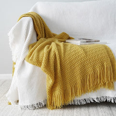 Lofaris Solid Knitted Throw Blanket Warm Bed for Couch