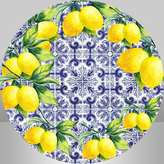 Lofaris Spanish Porcelain Pattern Lemon Round Birthday Backdrop