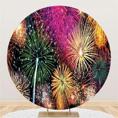 Lofaris Fireworks Circle Happy Birthday Backdrop For Party