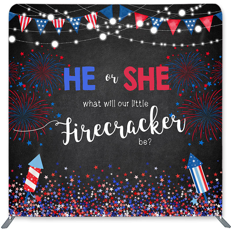 Lofaris Fireworks Theme Double-Sided Backdrop for Baby Shower