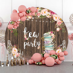 Lofaris Sparkling Floral Wooden Circle Tea Party Backdrop