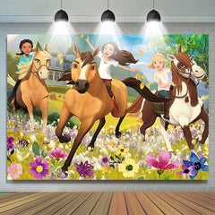 Lofaris Spirit Riding Horse Party Boys Girls Birthday Photo Backdrops