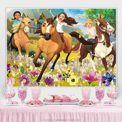 Lofaris Spirit Riding Horse Party Boys Girls Birthday Photo Backdrops