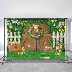 Lofaris Spring Flowers Easter Eggs Green Glass Party Backdrop