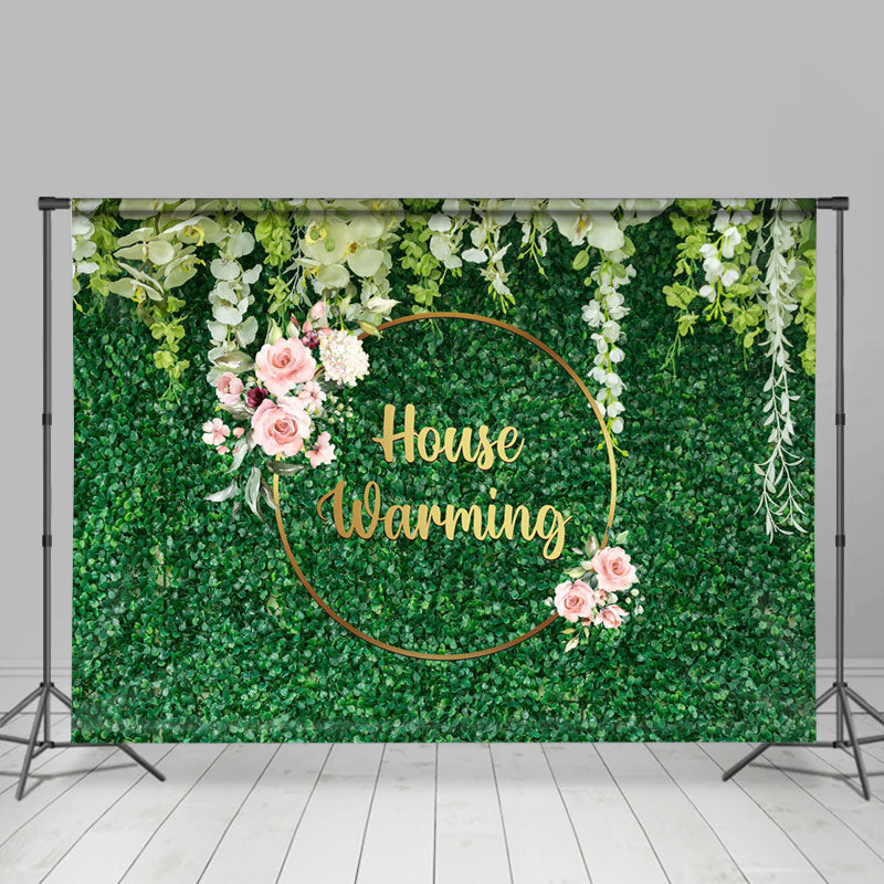 Lofaris Spring Greeny Grass Floral House Warming Party Backdrop