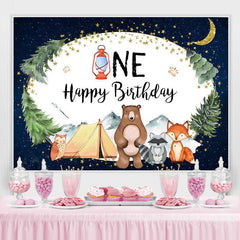 Lofaris starry night jungle animals 1st happy birthday backdrop