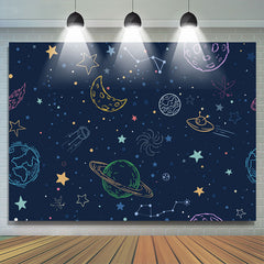 Lofaris Starry Night Space World Happy Birthday Backdrop