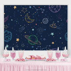 Lofaris Starry Night Space World Happy Birthday Backdrop