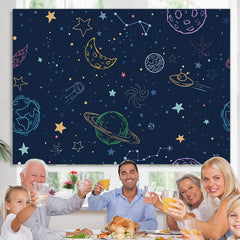 Lofaris Starry Night Space World Happy Birthday Backdrop