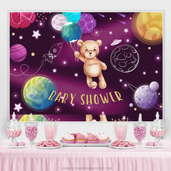 Lofaris Starry Universe Teddy Balloon Baby Shower Backdrop