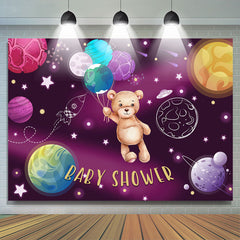 Lofaris Starry Universe Teddy Balloon Baby Shower Backdrop