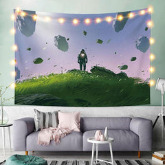 Lofaris Stone Grassland Astronaut Novelty Family Wall Tapestry