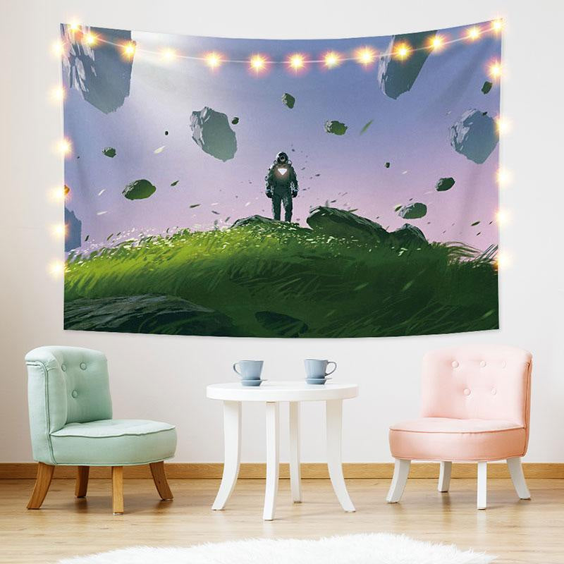 Lofaris Stone Grassland Astronaut Novelty Family Wall Tapestry