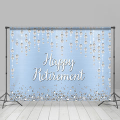 Lofaris Strings Diamond Glitter Blue Happy Retirement Backdrop